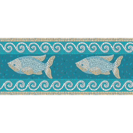 שטיח PVC "פסיספס דגים" - טורקיז